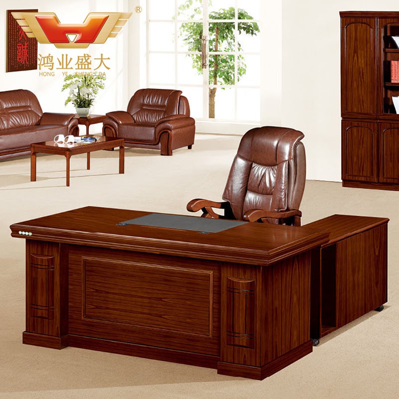 豪華辦公室老板臺(tái) 貼實(shí)木皮辦公桌HY-D6718