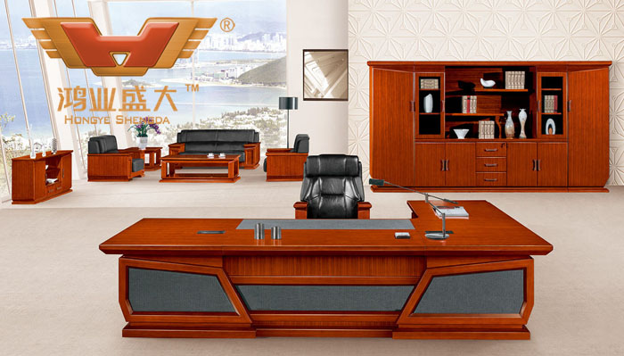 辦公家具廠家專利 豪華總裁臺辦公桌HY-D鴻業(yè)7號