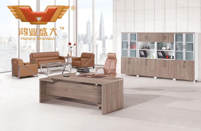 新款榆木板式辦公桌 貼皮環(huán)保班臺HY-JT02