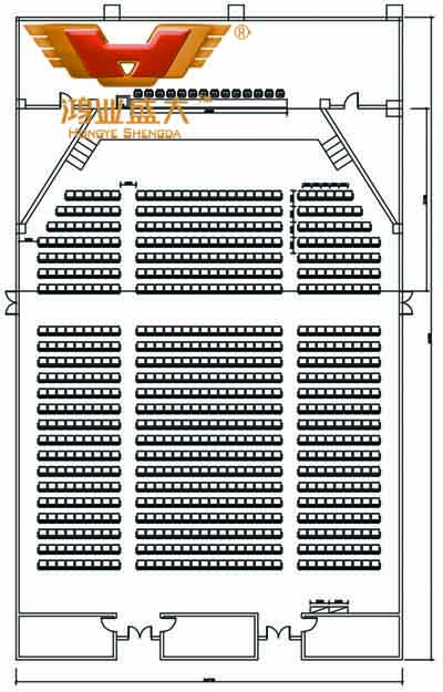 鴻業(yè)設(shè)計(jì)師根據(jù)客戶提供尺寸，設(shè)計(jì)禮堂家具配套CAD平面圖